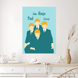 Plakat The Beatles na błękitnym tle