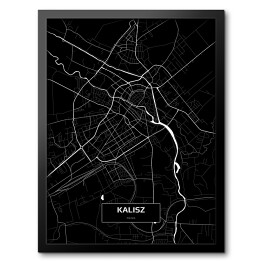 Obraz w ramie Mapa Kalisza czarno-biała