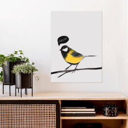 Plakat Ilustracja - ptak, sikorka bogatka