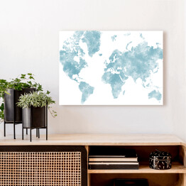 Obraz na płótnie Akwarelowa mapa świata - błękit