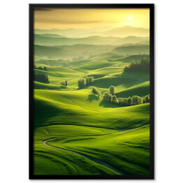 Plakat w ramie Krajobraz Toskanii o wschodzie słońca