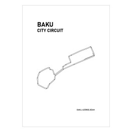 Plakat Baku City Circuit - Tory wyścigowe Formuły 1 - białe tło