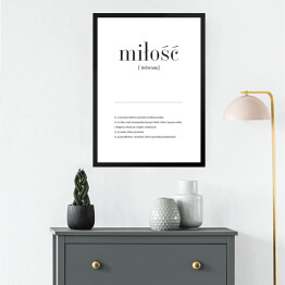 Obraz w ramie Miłość - czarna minimalistyczna typografia na białym tle