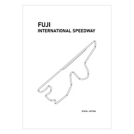 Plakat samoprzylepny Fuji International Speedway - Tory wyścigowe Formuły 1 - białe tło