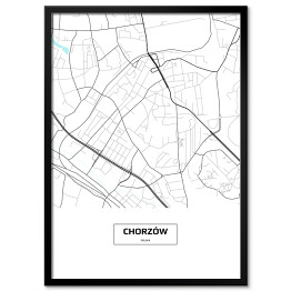 Plakat w ramie Mapa Chorzowa z napisem na białym tle