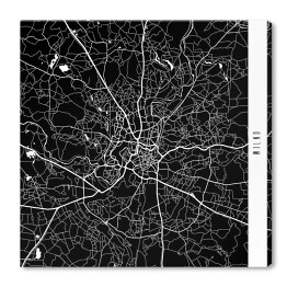 Obraz na płótnie Mapa miast świata - Wilno - czarna
