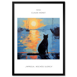 Plakat w ramie Obraz z kotem inspirowany sztuką - Claude Monet