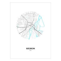 Plakat samoprzylepny Mapa Szczecina w kole
