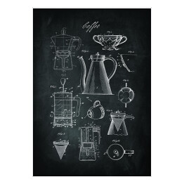 Plakat Rytuał parzenia kawy. Czarno biały plakat do kuchni