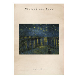 Plakat samoprzylepny Vincent van Gogh "Gwiaździsta noc nad Rodanem" - reprodukcja z napisem. Plakat z passe partout