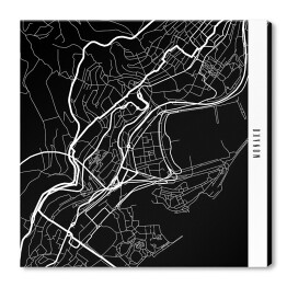 Obraz na płótnie Mapa miast świata - Monako - czarna