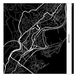 Plakat samoprzylepny Mapa miast świata - Monako - czarna