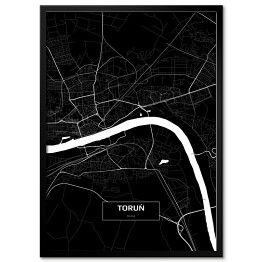 Plakat w ramie Mapa Torunia czarno-biała