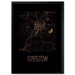 Plakat w ramie Czarno złota mapa - Rzeszów