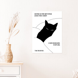Plakat Czarny kot z napisem "Grażynko..." - ilustracja
