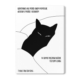 Obraz na płótnie Czarny kot z napisem "Grażynko..." - ilustracja
