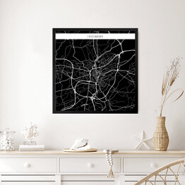Obraz w ramie Mapy miasta świata - Luksemburg - czarna