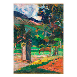 Plakat samoprzylepny Paul Gauguin Krajobraz Tahiti. Reprodukcja