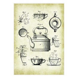 Plakat Rytuał parzenia herbaty. Retro plakat patentowy 