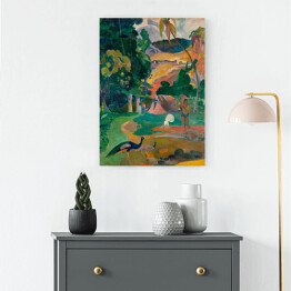 Obraz na płótnie Paul Gauguine "Krajobraz z pawiami" - reprodukcja