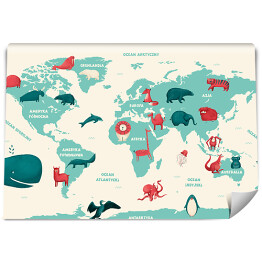 Fototapeta samoprzylepna Mapa ze zwierzętami dla dzieci