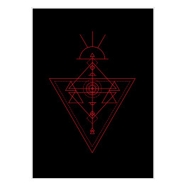 Plakat samoprzylepny Geometryczne czerwone wzory - ilustracja