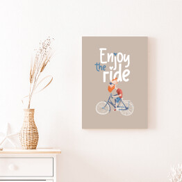 Obraz na płótnie Hipster na rowerze - napis enjoy the ride