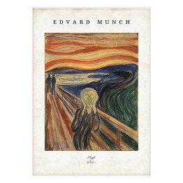 Plakat samoprzylepny Edvard Munch "Krzyk" - reprodukcja z napisem. Plakat z passe partout
