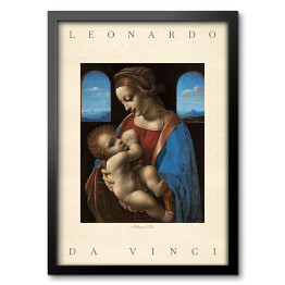 Obraz w ramie Leonardo da Vinci "Madonna Litta" - reprodukcja z napisem. Plakat z passe partout