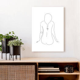 Obraz na płótnie Kontur kobiety siedzącej tyłem - minimalistyczna grafika, czarno-biała