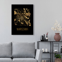 Obraz na płótnie Czarno złota mapa - Warszawa