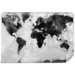 Fototapeta samoprzylepna Mapa świata w ciemnym, przetartym kolorze