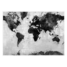 Plakat samoprzylepny Mapa świata w ciemnym, przetartym kolorze
