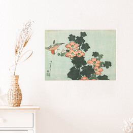 Plakat samoprzylepny Hokusai Katsushika "Hibiscus and Sparrow"