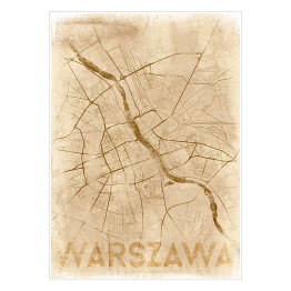 Plakat samoprzylepny Mapa Warszawy retro