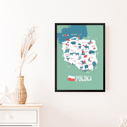 Obraz w ramie Mapa Polski - ilustracja