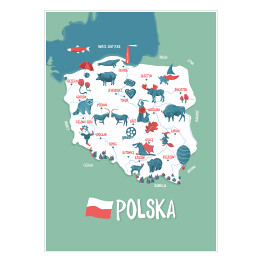 Plakat samoprzylepny Mapa Polski - ilustracja