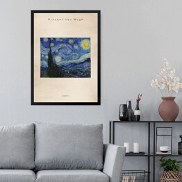 Obraz w ramie Vincent van Gogh "Gwiaździsta noc" - reprodukcja z napisem. Plakat z passe partout