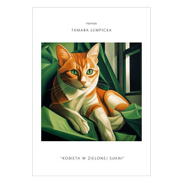 Plakat Kot portret inspirowany sztuką - Tamara Łempicka
