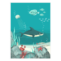 Plakat samoprzylepny Pod wodą - rekin