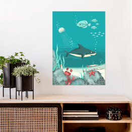 Plakat Pod wodą - rekin