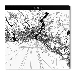 Obraz na płótnie Mapa miast świata - Stambuł - biała