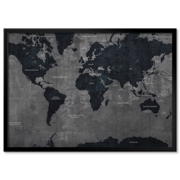 Plakat w ramie Industrialna mapa świata w ciemnych kolorach