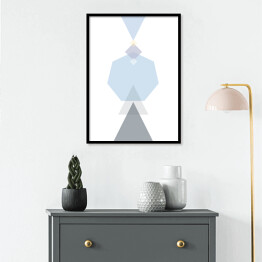 Plakat w ramie Ilustracja - figury geometryczne w odcieniach błękitu i fioletu na białym tle