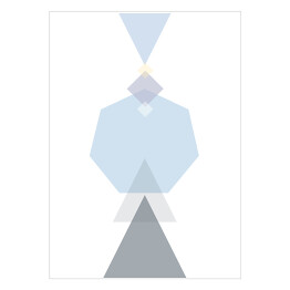 Plakat Ilustracja - figury geometryczne w odcieniach błękitu i fioletu na białym tle