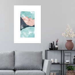 Plakat Pastelowa abstrakcja - wzgórza nad jeziorem