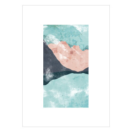 Plakat samoprzylepny Pastelowa abstrakcja - wzgórza nad jeziorem