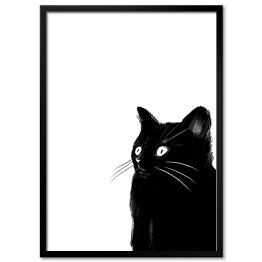 Plakat w ramie Zaskoczony czarny kotek