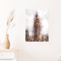 Plakat Nowy Jork Empire State Building - akwarela