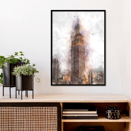 Plakat w ramie Nowy Jork Empire State Building - akwarela